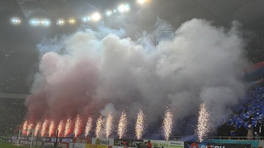 Scenografie spectaculoasă a Peluzei Nord FCSB la derby-ul cu Rapid: artificii pe Arena Națională!