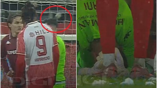 Marian Aioani, răpus de un bulgăr pe Arena Națională! Derby-ul Rapid-Dinamo, întrerupt minute bune