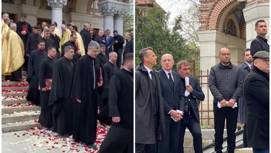 Înmormântarea lui Mircea Lucescu. S-a încheiat slujba de la Biserica Sfântul Elefterie. Unei persoane i s-a făcut rău. Urmează ultima oprire: Cimitirul Bellu