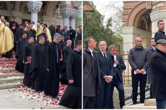 Înmormântarea lui Mircea Lucescu. S-a încheiat slujba de la Biserica Sfântul Elefterie. Unei persoane i s-a făcut rău. Urmează ultima oprire: Cimitirul Bellu
