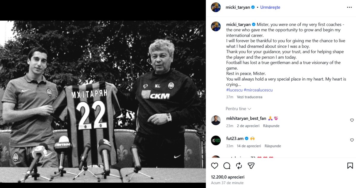 Henrikh Mkhitaryan a fost transferat de Mircea Lucescu în 2010, la Șahtior Donețk, de la Metalurg Donețk