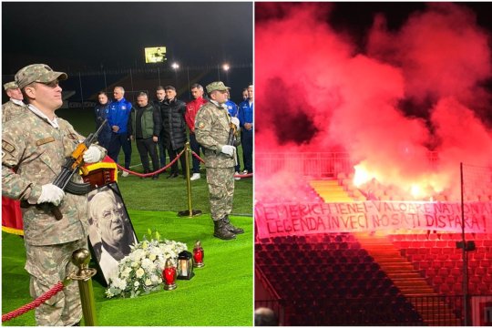 Pregătiri la stadionul din Oradea pentru înmormântarea lui Emeric Ienei. Mesajul ultrașilor: ”Emerich Ienei - valoare națională / Legenda în veci n-o să-ți dispară”