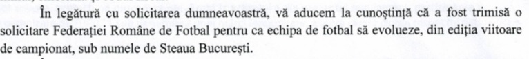 Raspunsul primit de AS47 din partea conducerii Stelei